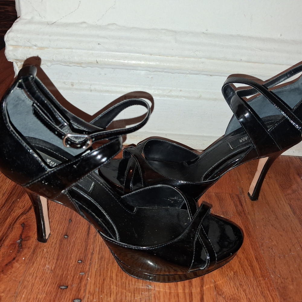 White House Black Market Glossy Black Heels